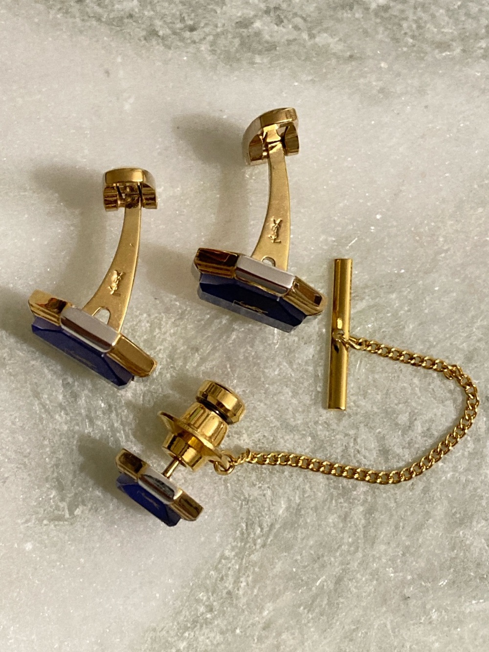 YSL Vintage Cuff Links & Tie Tack Set - Picture 5 of 8